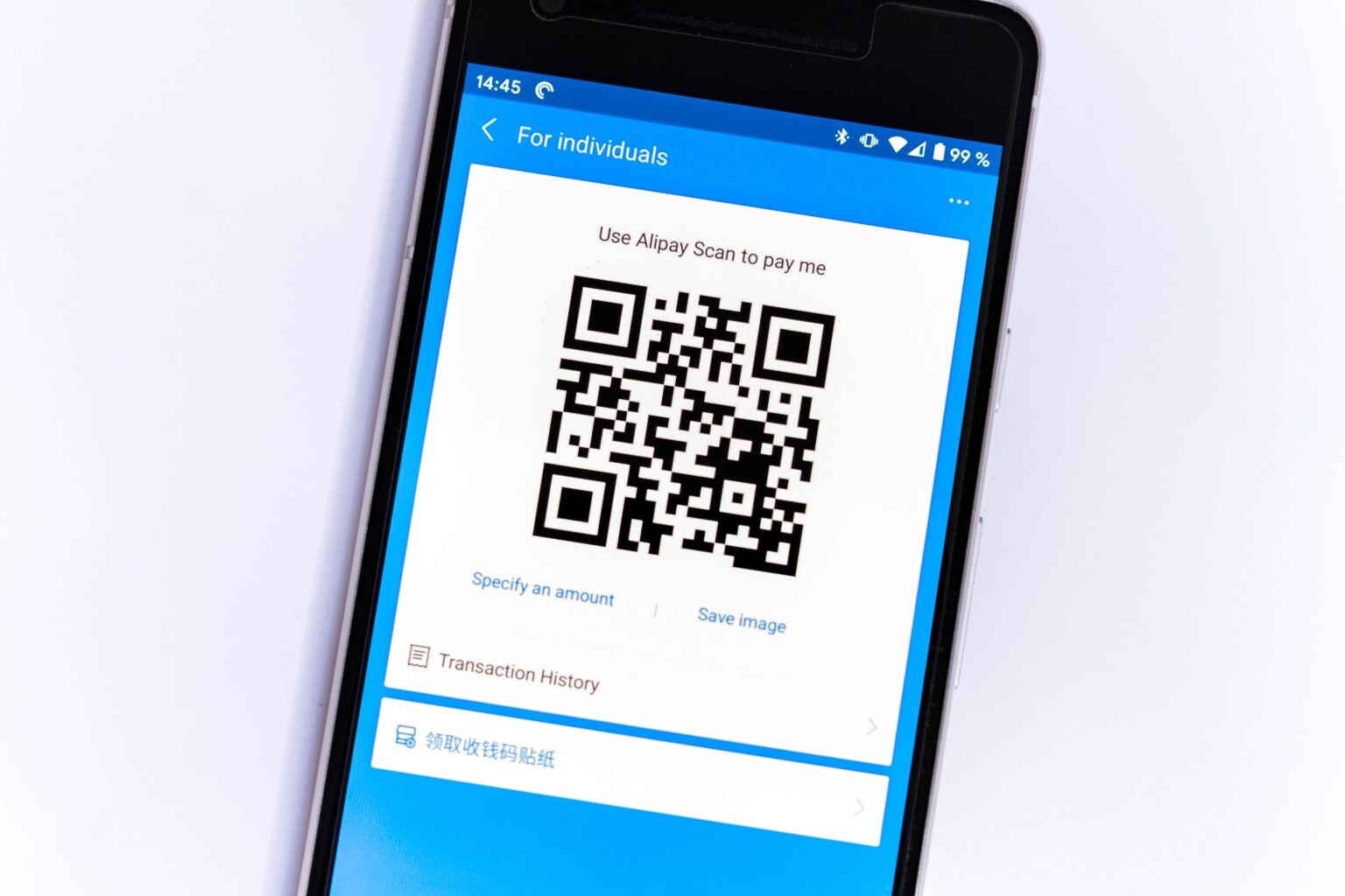 Smart Phone with QR Code for Alipay