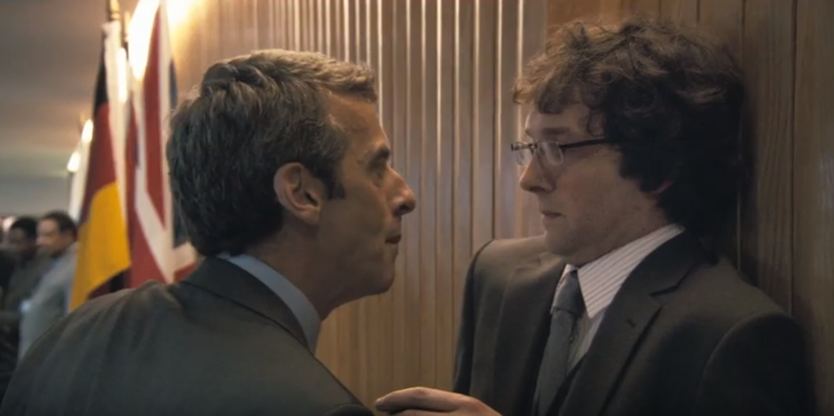 Peter Capaldi in In The Loop, filmed in Council Chamber
